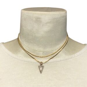 Y2K Gold Tone Triangle Pendant Necklace